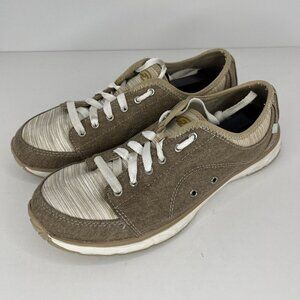 Dr Scholls Taupe Fabric and Faux Suede Comfort LaceUp Sneakers Women's Size 9M